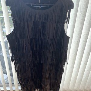 Endless Rose Faux Leather Fringe Dress Black Size L